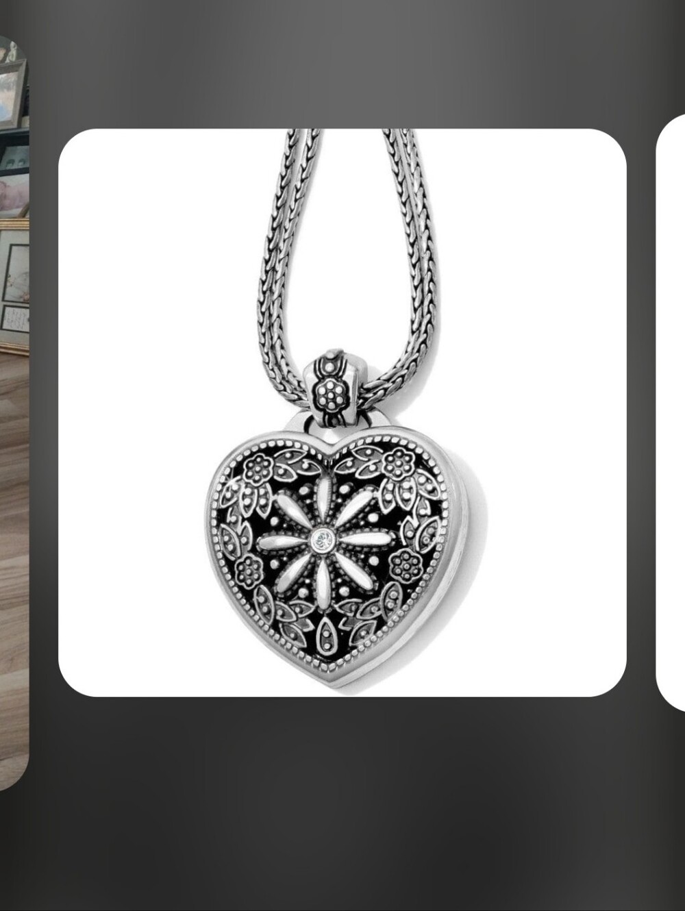 Brighton Silver-Tone Heart Locket Pendant Necklace with Filigree Star